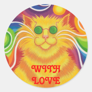 Psy-Katze-delic "mit rundem Aufkleber Liebe"