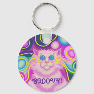Psy-Katze-delic rosa "Groovy" Schlüsselanhänger