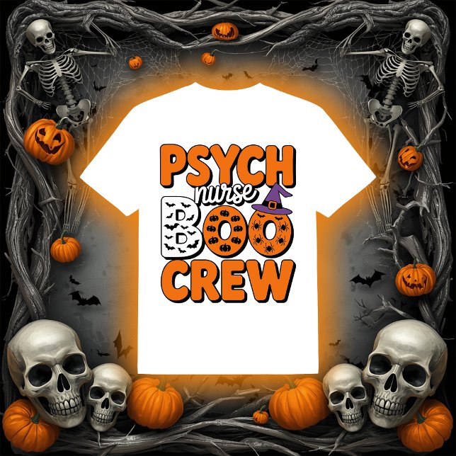 Psych Nurse BOO Crew | Halloween RN T-Shirt (Von Creator hochgeladen)