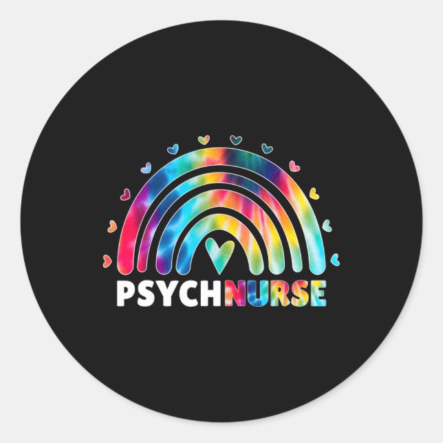Psych Nurse Gefärbte Krawatte Pflege Psychiatrie Runder Aufkleber (Vorderseite)
