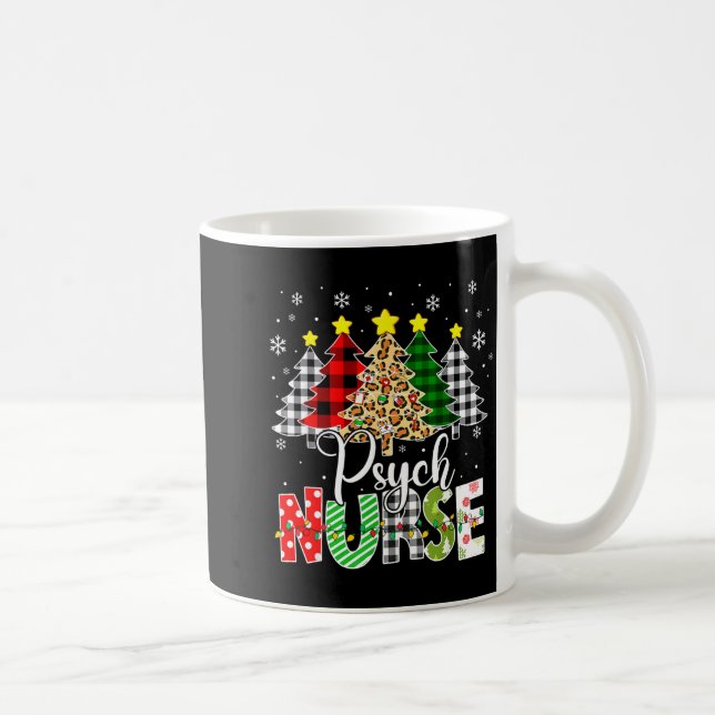 Psych Nurse Xmas Tree Leopard Red Plaid Christmas  Kaffeetasse (Rechts)