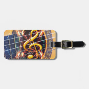 Psychadelic Accoustic Guitar, Musikblatt Design Gepäckanhänger