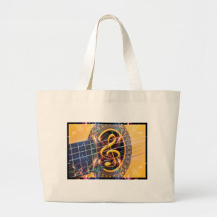 Psychadelic Accoustic Guitar, Musikblatt Design Jumbo Stoffbeutel