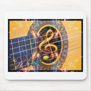 Psychadelic Accoustic Guitar, Musikblatt Design Mousepad