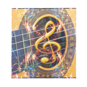 Psychadelic Accoustic Guitar, Musikblatt Design Notizblock