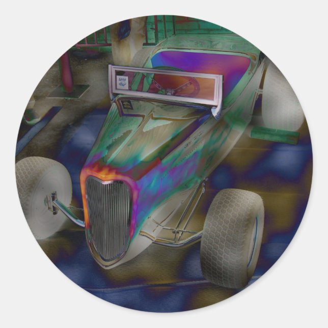 Psychadelic Antiquitätenwagen Runder Aufkleber (Vorderseite)
