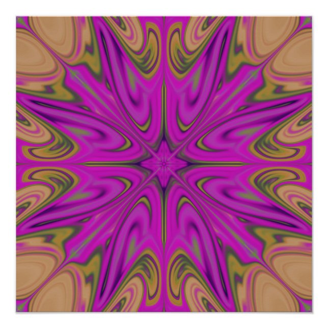 Psychadelic Liquid Abstrakt Lila Orange Poster (Vorderseite)