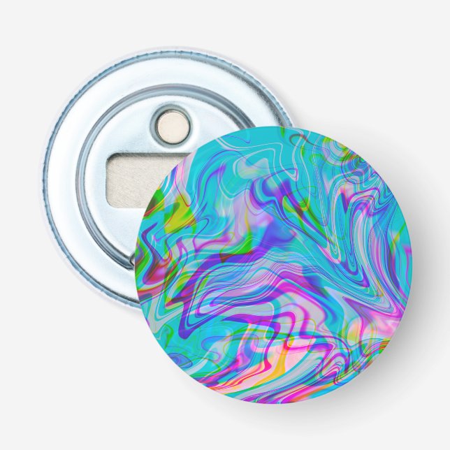 Psychadelic Liquid Abstraktes Muster Blau Flaschenöffner (Vorderseite)
