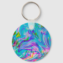 Psychadelic Liquid Abstraktes Muster Blau Schlüsselanhänger