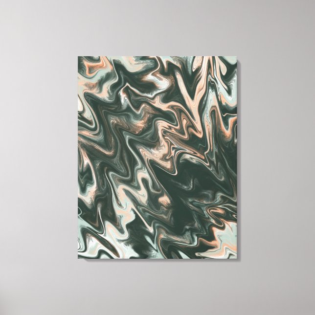 Psychadelic Marmor Green Peach Liquid Art Paint Leinwanddruck (Vorderseite)