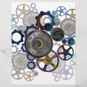 Psychadelic steampunk gears, Cogs, clock face gift