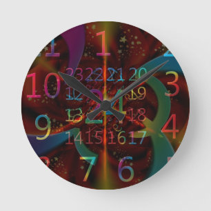 Psychadelische Zahlenmuster, faszinierendes Design Runde Wanduhr