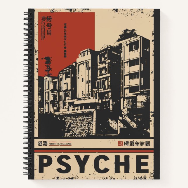 PSYCHE Japanisch Inspiriert Städtedenken Notizbuch (Vorderseite)