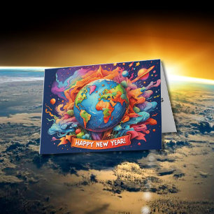 psychedekuc Earth glücklich neues Jahr Karte