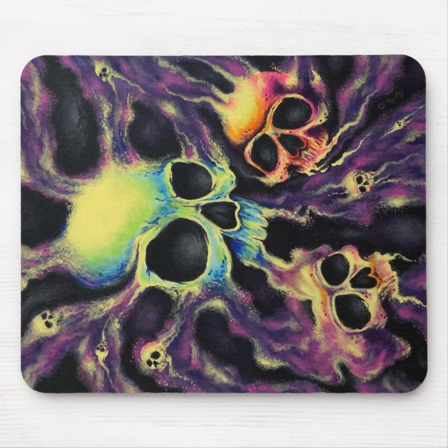 "Psychedelia" Skull Cluster Art Designer Mouse Pad Mousepad (Vorne)