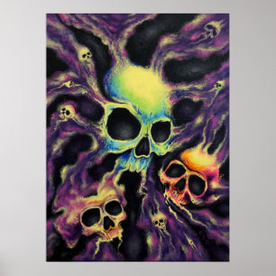 "Psychedelia" Skull Cluster Art Poster Print