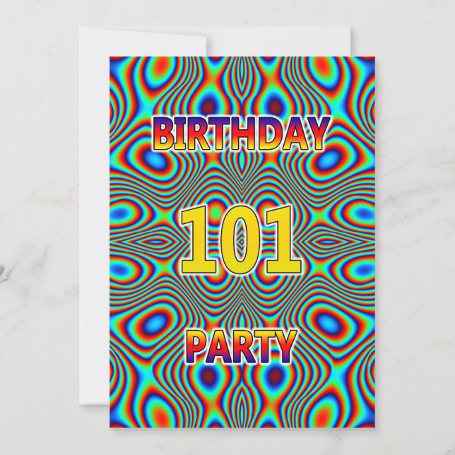 Psychedelic 101. Geburtstagsparty Einladung (Vorderseite)