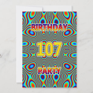 Psychedelic 107. Geburtstagsparty Einladung