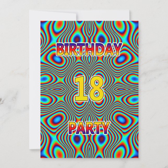 Psychedelic 18. Geburtstagsparty Einladung (Vorderseite)