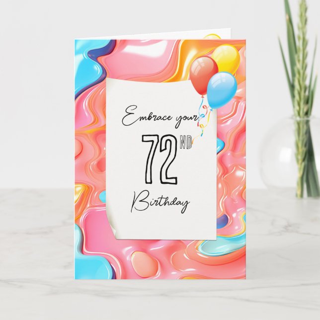 Psychedelic 3D Abstrakt für 72. Geburtstag Karte (Vorderseite)