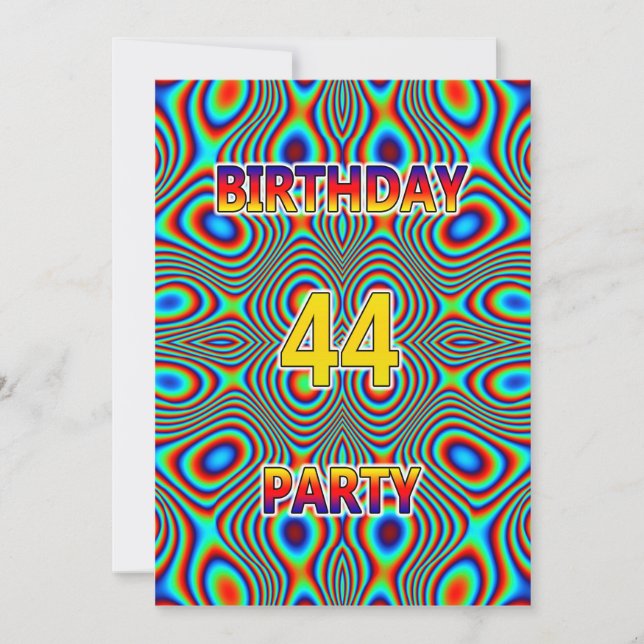 Psychedelic 44. Geburtstagsparty Einladung (Vorderseite)