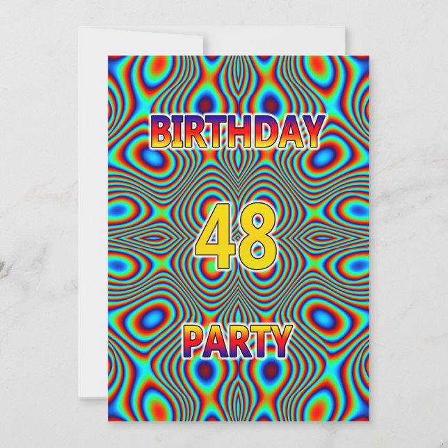 Psychedelic 48. Geburtstagsparty Einladung (Vorderseite)