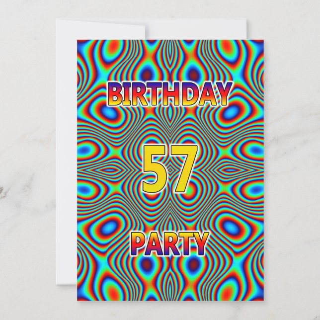Psychedelic 57. Geburtstagsparty Einladung (Vorderseite)