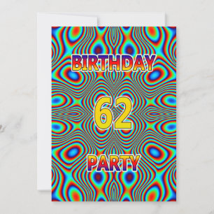Psychedelic 62. Geburtstagsparty Einladung