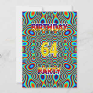 Psychedelic 64. Geburtstagsparty Einladung