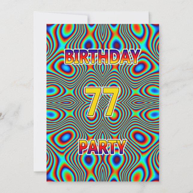 Psychedelic 77. Geburtstagsparty Einladung (Vorderseite)