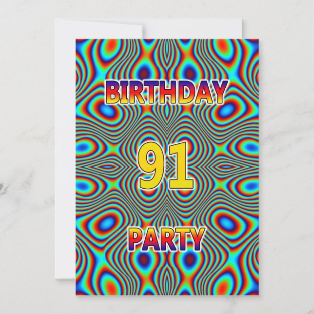 Psychedelic 91. Geburtstagsparty Einladung (Vorderseite)