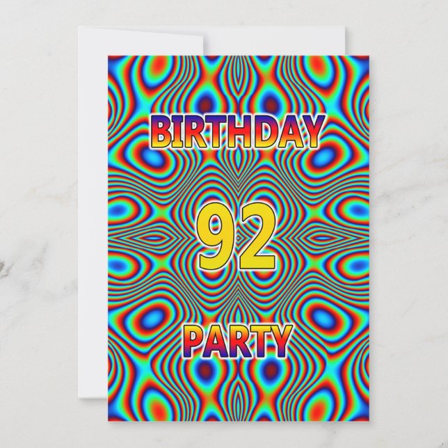 Psychedelic 92. Geburtstagsparty Einladung (Vorderseite)