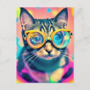 Psychedelic Acid Trip Kitty Cat Postkarte