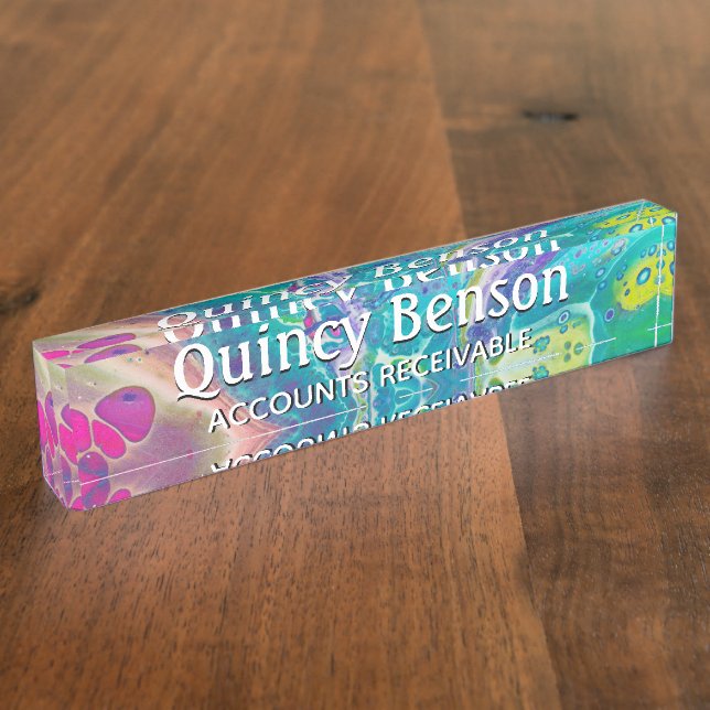 Psychedelic Acrylic Flow Art Desk Namplate Namensplakette (Seite)