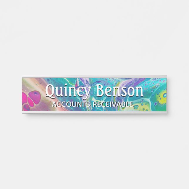 Psychedelic Acrylic Flow Art Desk Namplate Türschild (Vorderseite )