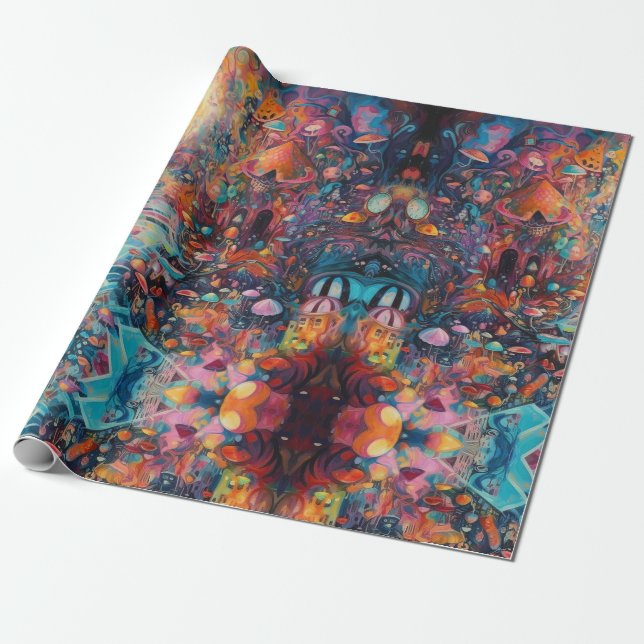 Psychedelic Alice im Wunderland Girl Theme Geschenkpapier (Ungerollt)