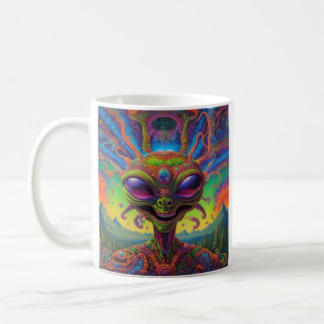 Psychedelic Alien Portrait Kaffeetasse (Links)
