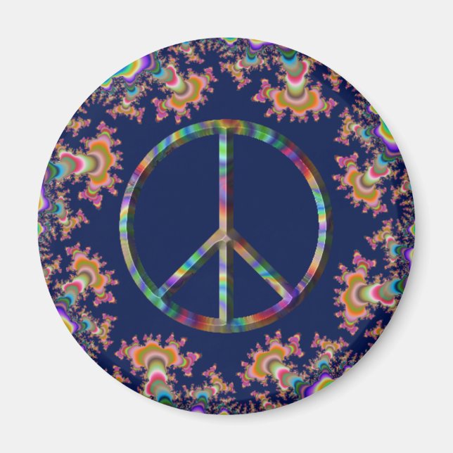 Psychedelic Anemone Peace Sign Magnet (Vorne)