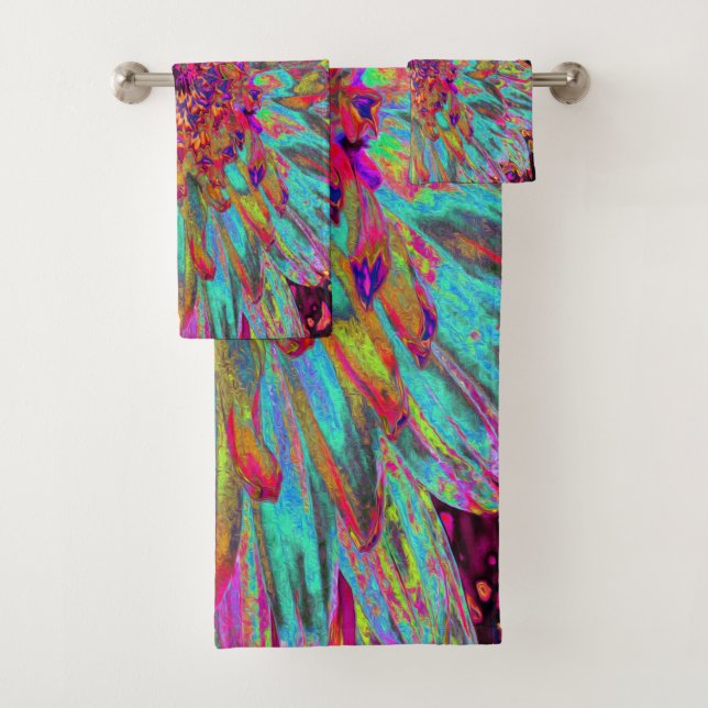 Psychedelic Aquamarin Blue Abstrakt Decorative Dah Badhandtuch Set (Insitu)