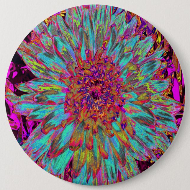 Psychedelic Aquamarin Blue Abstrakt Decorative Dah Button (Vorderseite)