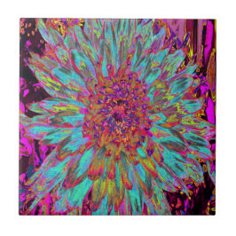 Psychedelic Aquamarin Blue Abstrakt Decorative Dah Fliese