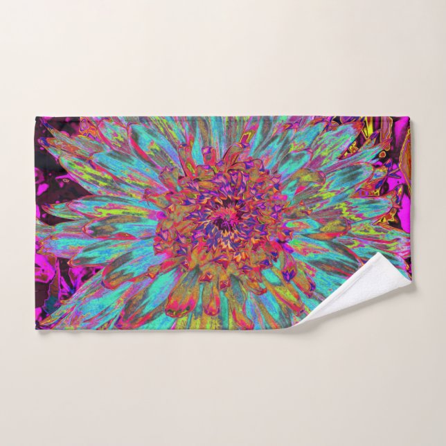 Psychedelic Aquamarin Blue Abstrakt Decorative Dah Handtuch (Handtuch)