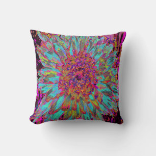 Psychedelic Aquamarin Blue Abstrakt Decorative Dah Kissen