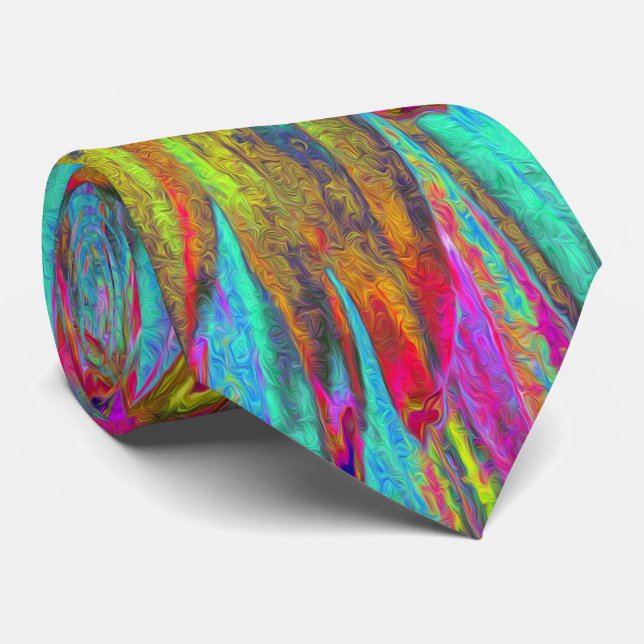 Psychedelic Aquamarin Blue Abstrakt Decorative Dah Krawatte (Gerollt)