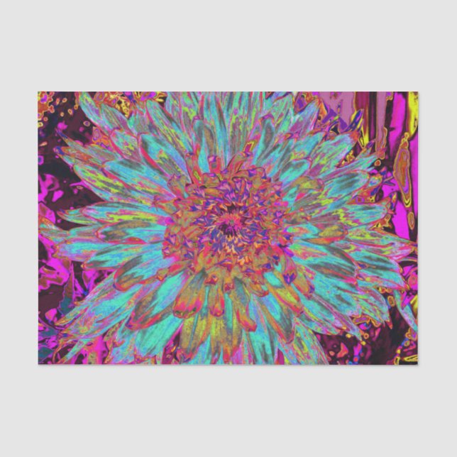 Psychedelic Aquamarin Blue Abstrakt Decorative Dah Seidenpapier (Vorderseite)