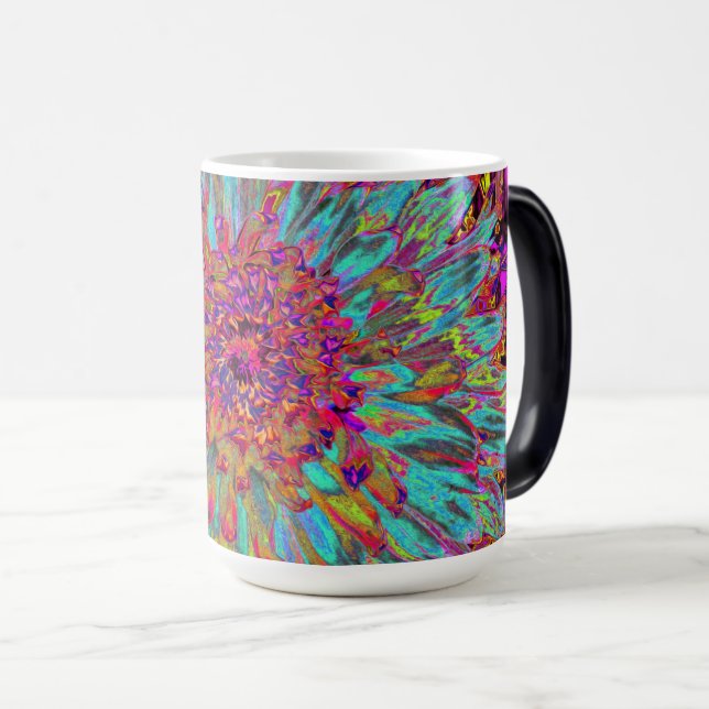 Psychedelic Aquamarin Blue Abstrakt Decorative Dah Verwandlungstasse (VorderseiteRechts)