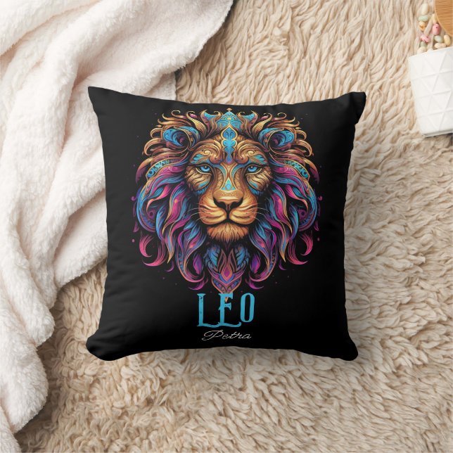 Psychedelic Art Leo Zodiac Name Kissen (Decke)