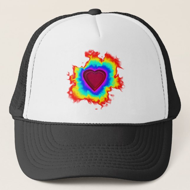Psychedelic Aura Dual Heart Truckerkappe (Vorderseite)