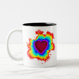 Psychedelic Aura Dual Heart Zweifarbige Tasse