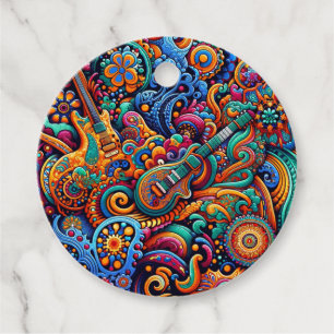 Psychedelic Batik Gitarre Kunstfarbenfrohe Retro M Geschenkanhänger